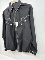 New Women’s White Horse Black Design Long Sleeve Pearl Snap Medium LL-87