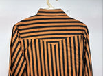 New Women’s H Bar C Orange Black Stripe Long Sleeve Pearl Snap Size 34 LL-103