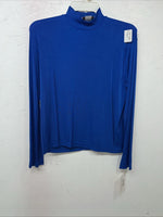 New Women’s 1849 Authentic Ranchwear Blue Long sleeve Polo Shirt XL #4259 UU-22