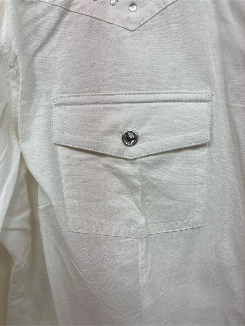 New Women’s Cumberland White Gem Long Sleeve Pearl Snap Medium LL-8