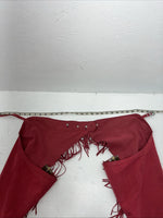 NOS Pink Show Chaps With Fringe Adjustable Waist 30” I-68
