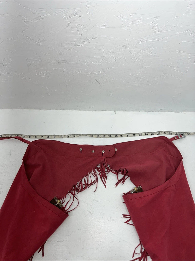 NOS Pink Show Chaps With Fringe Adjustable Waist 30” I-68