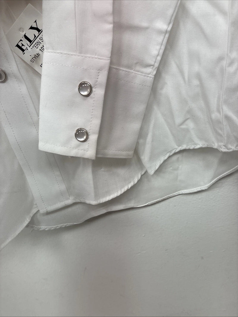 New Boys ELY Cattleman White Long Sleeve Pearl Snap Size 10 DD-80