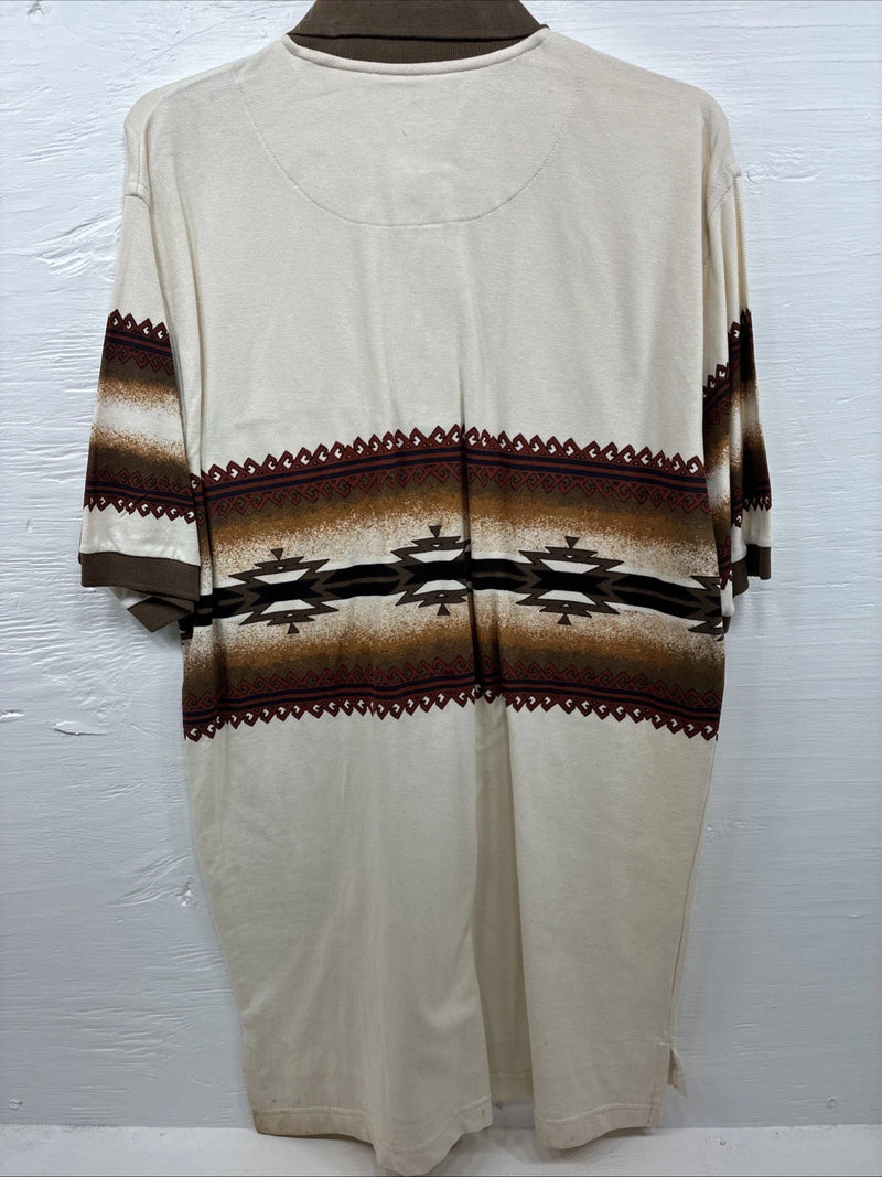 New Men’s Cumberland Brown Western Design Short Sleeve Polo Medium K-51