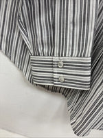 New Women’s White Horse Black White Stripe Long Sleeve Pearl Snap Medium LL-80