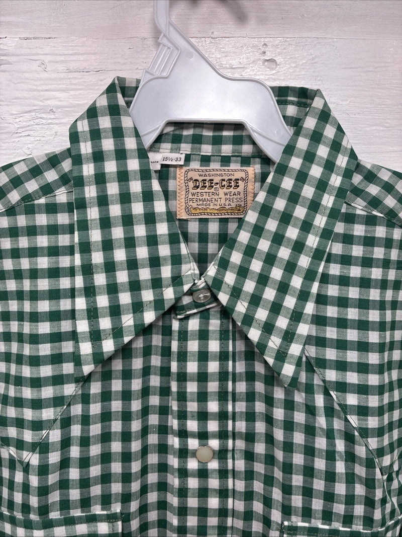 New Men’s Dee-Cee Green Checkered Long Sleeve Pearl Snap Medium O-36