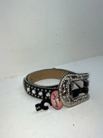 New Black Genuine Leather Blazin Roxx Silver Bling Cross S Belt #N3510401 Z-70