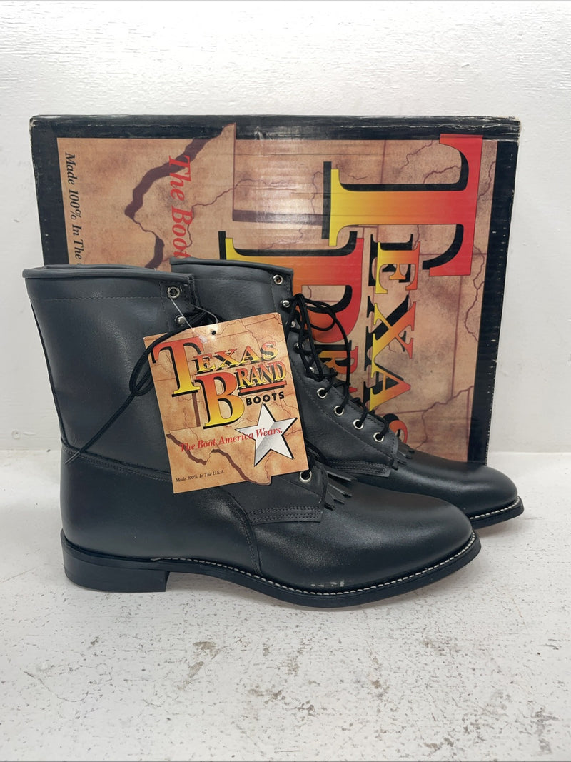 New Men’s Gray Lace Up Texas Brand Cowboy Boots. 8-97