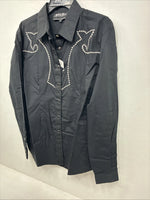 New Women’s White Horse Black Design Long Sleeve Pearl Snap XL II-43