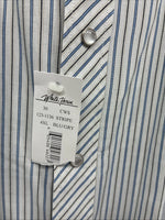 New Men’s White Horse White Striped Long Sleeve Pearl Snap 4XL F-46