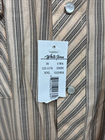 New Men’s White Horse Gold Black Stripe Long Sleeve Pearl Snap 2XL H-30