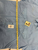 New Men’s ELY Cattleman Blue Short Sleeve Pearl Snap 16.5 Large AA-93