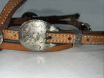 New Leather Browband Headstall W Metal Plate U-31