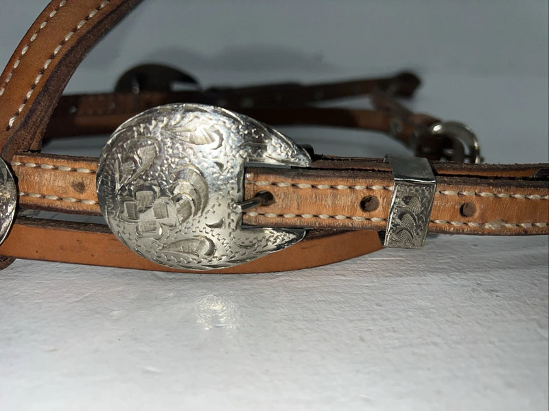 New Leather Browband Headstall W Metal Plate U-31