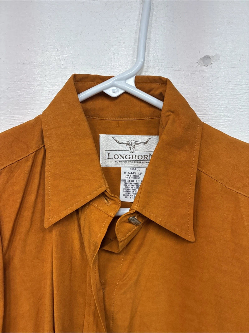 New Women’s Longhorn Orange Long Sleeve Button Up Size Small YY-49