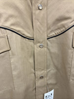 New Men’s ELY Cattleman Brown Eagle Design Long Sleeve Pearl Snap Medium J-95