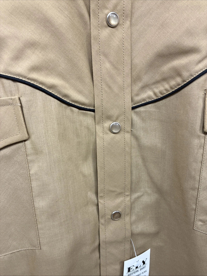 New Men’s ELY Cattleman Brown Eagle Design Long Sleeve Pearl Snap Medium J-95