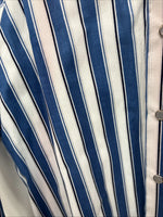 New Women’s H Bar C Blue Stripe Long Sleeve Pearl Snap Size 36 LL-57