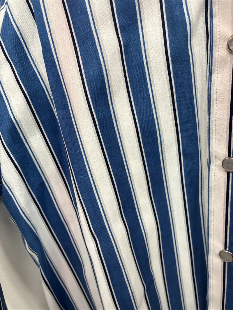 New Women’s H Bar C Blue Stripe Long Sleeve Pearl Snap Size 36 LL-57