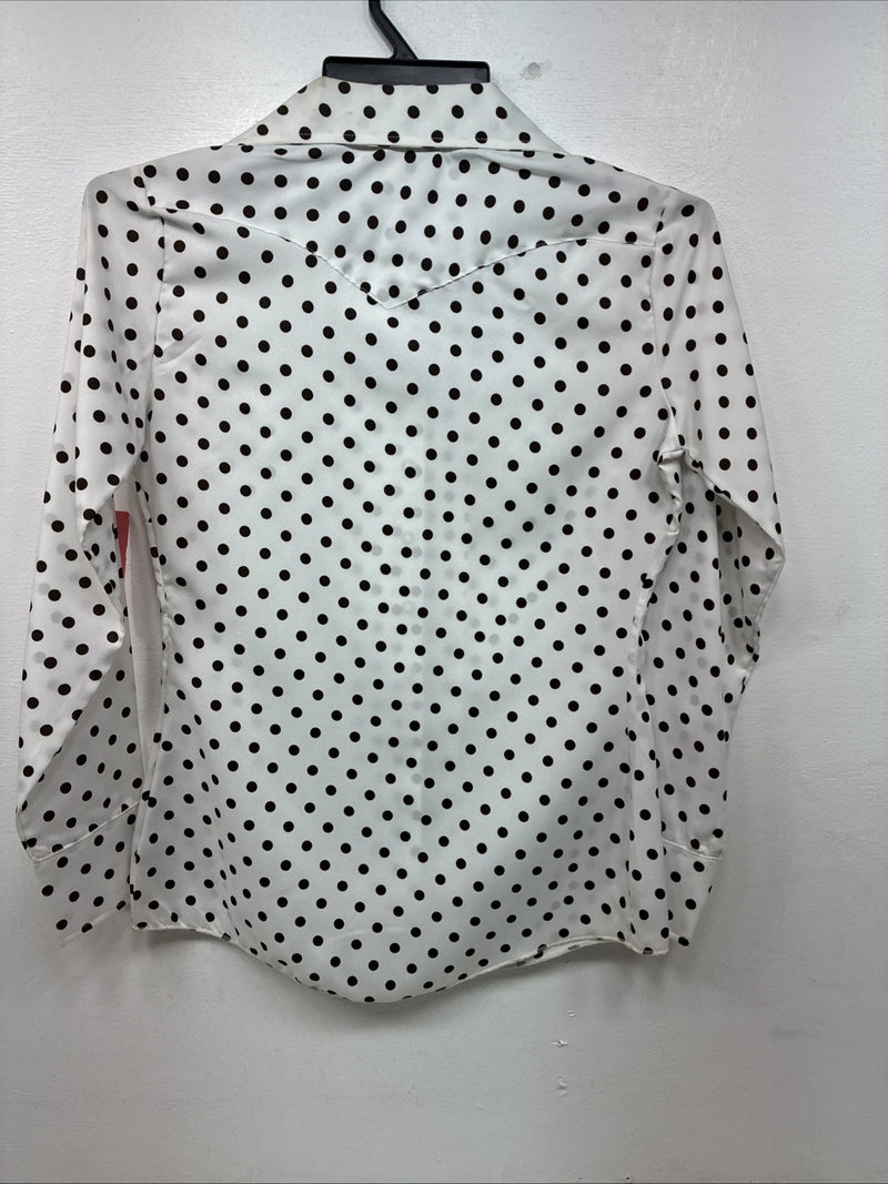 New Women’s Dickson Jenkins Polkadot Long Sleeve Pearl Snap Size 32 MM-3