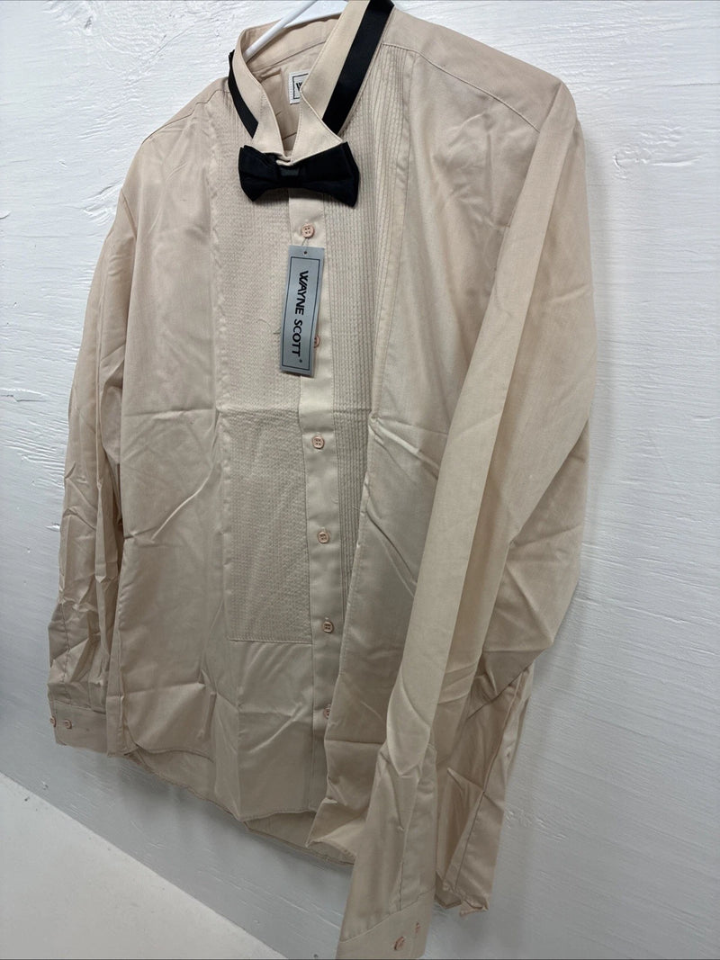 New Wayne Scott Tan Long Sleeve Button Up English Shirt Large X-77