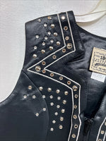 New Women’s 1848 RanchWear Black Rhinestone Sleeveless Vest Zip Up XS YY-38