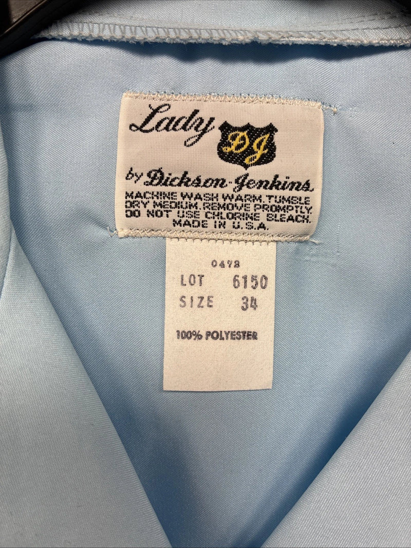New Women’s Dickson Jenkins Blue Long Sleeve Pearl Snap Size 34 MM-100