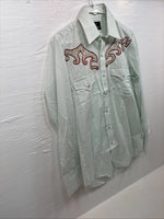 New Men’s Champion Western Mint Green Long Sleeve Pearl Snap 15 Medium M-62