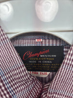 New Kids Champion Western Red Design Long Sleeve Pearl Snap Size 18 CC-116