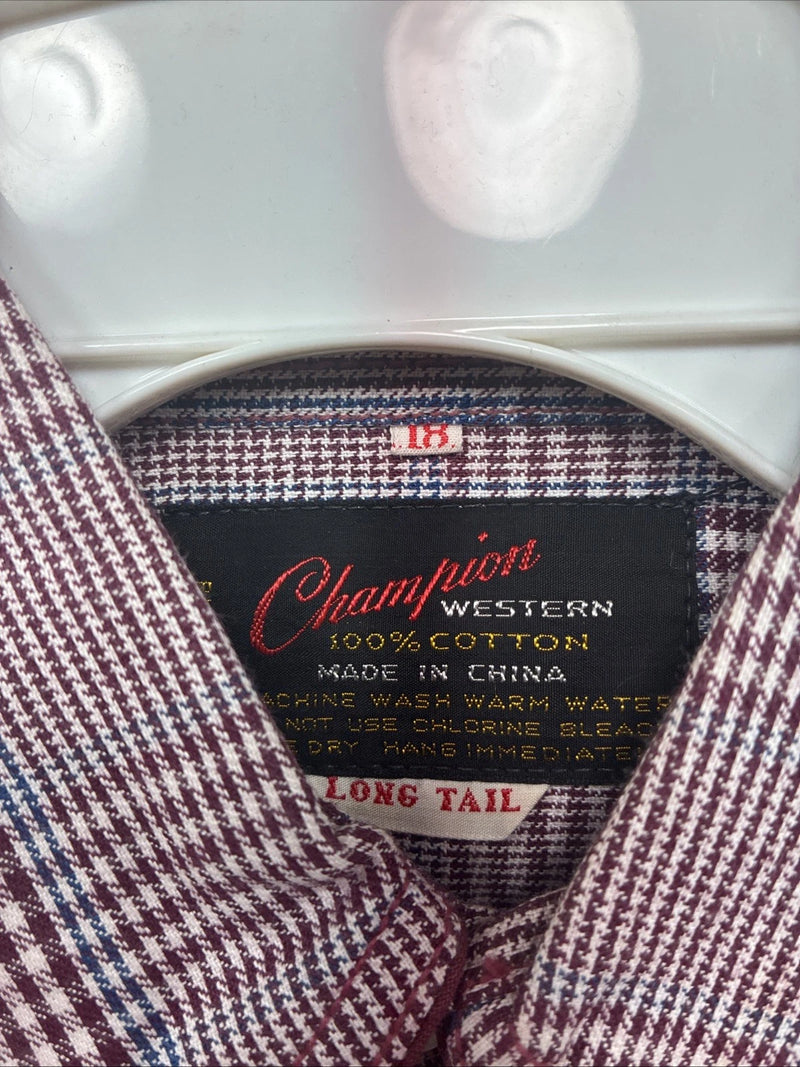 New Kids Champion Western Red Design Long Sleeve Pearl Snap Size 18 CC-116