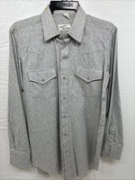 New Men’s Champion Western Gray Long Sleeve Pearl Snap 15.5 Medium F-105