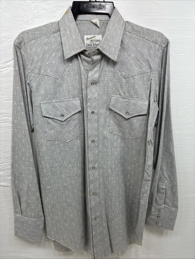New Men’s Champion Western Gray Long Sleeve Pearl Snap 15.5 Medium F-105