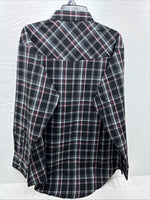 New Men’s ELY Cattleman Black Red Flannel Long Sleeve Pearl Snap 2XL F-93