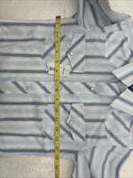 New Kids White Horse Blue Stripe Long Sleeve Pearl Snap Medium DD-35