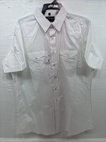 New Men’s White Horse Simple White Western Short Sleeve Pearl Snap XL T-12