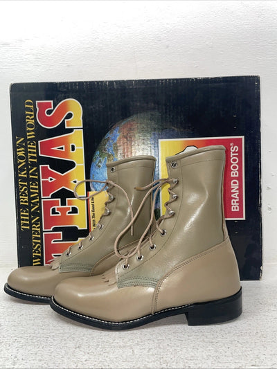 New Youth Tan Lace Up Texas Brand Cowboy Boots. 4498 5.5 5 1/2 M. 22-117