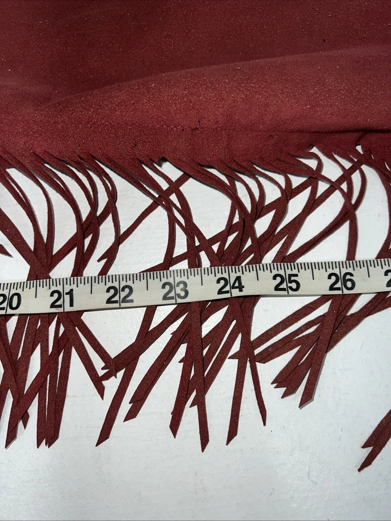 NOS Burgundy Show Chaps With Fringe Adjustable Waist 35” N-19