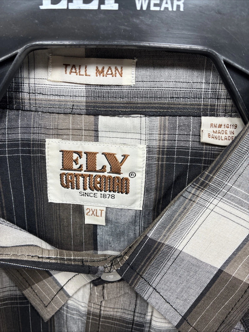 New Men’s ELY Cattleman Brown Flannel Long Sleeve Pearl Snap 2XL F-92
