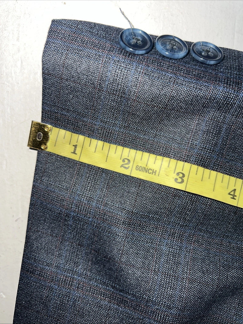 New Men’s Circle S Blue Plaid Suit Jacket 48R #25832 X-607