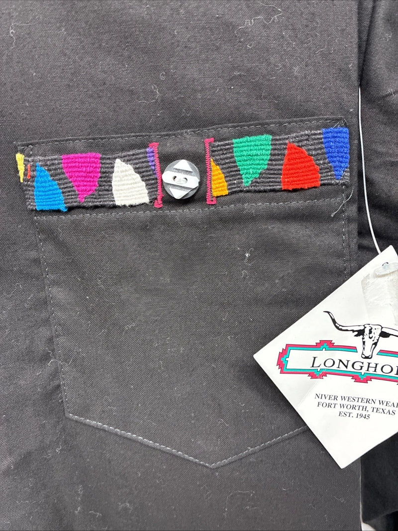 New Women’s Longhorn Black Designed Long Sleeve Button Up Medium TT-93