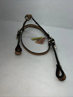 New Royal King Leather Metal Plate Browband Headstall W Split Reins #18-34 U-26