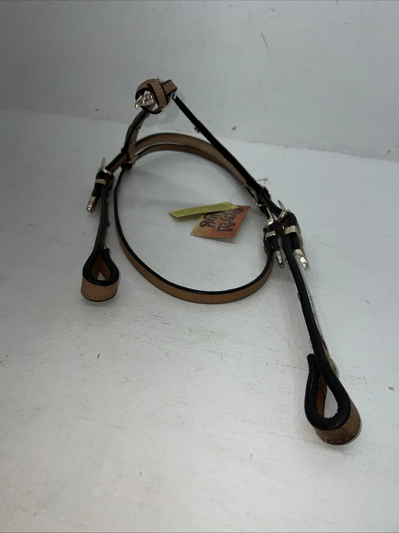 New Royal King Leather Metal Plate Browband Headstall W Split Reins #18-34 U-26