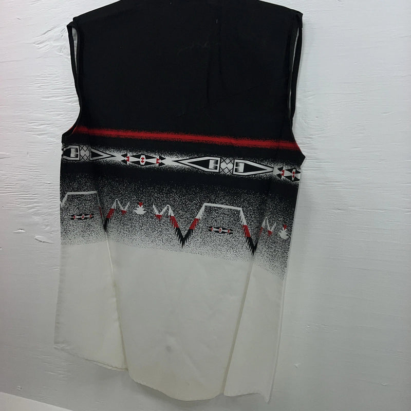 New Men’s Cumberland Outfitters Black White Red Sleeveless Button Up Small B-53