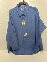 New Men’s ELY cattleman Blue Long Sleeve Button Up 20.5 X 36 4XL F-55