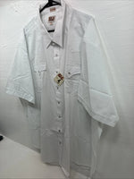 New Men’s ELY Cattleman White Short Sleeve Stripe Pearl Snap 20.5 4XL H-61