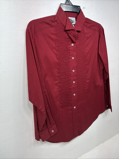 New Western Collection Red Long Sleeve Button Up English Shirt Size 14 LL-95