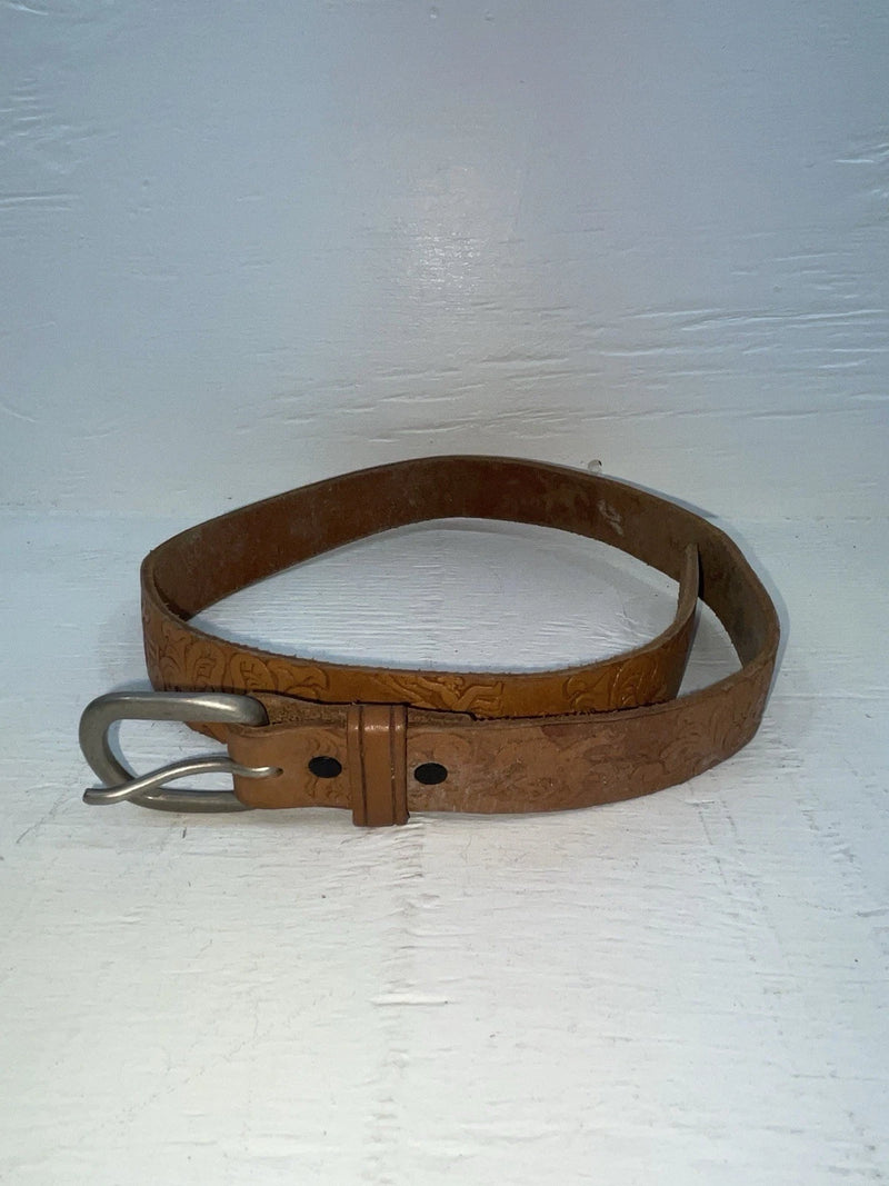 New Brown Genuine Leather Chambers Tooled 28” Belt #WY544 JJ-105