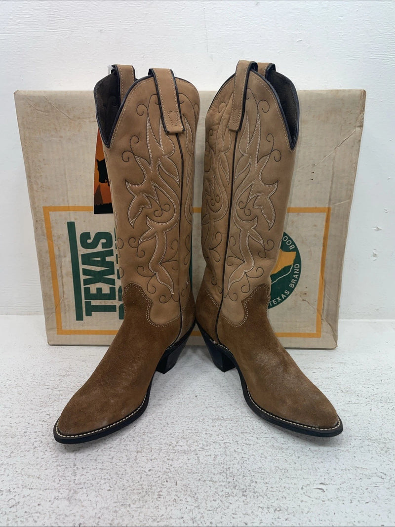 New Youth Brown Texas Brand Cowboy Boots. 4806 5 M. 2-166
