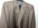 New Circle S Brown Plaid Suit Jacket 52L #25832 Y-600