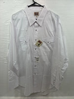 New Men’s ELY Cattleman White Western Long Sleeve Pearl Snap 18 X 35 2XL T-49